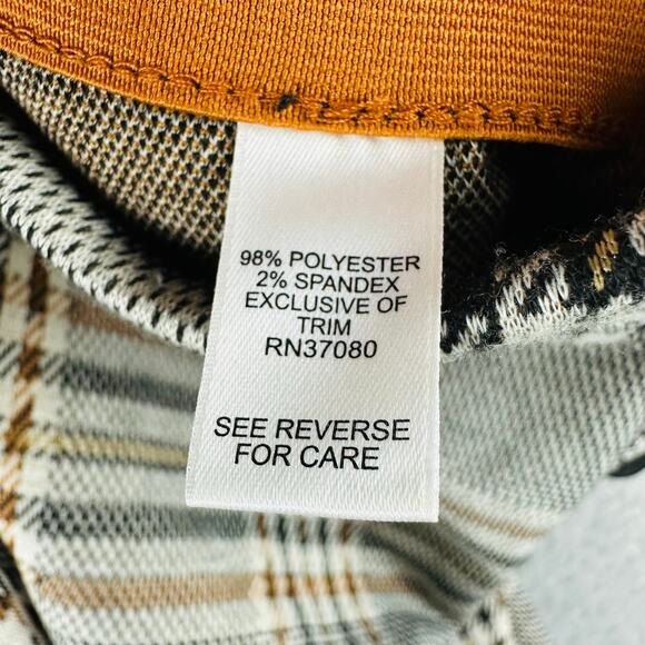 Cato Womans Sz XL Wide Leg Pants Plaid Pull On Comfort Stretch Tan Brown - Picture 5 of 8